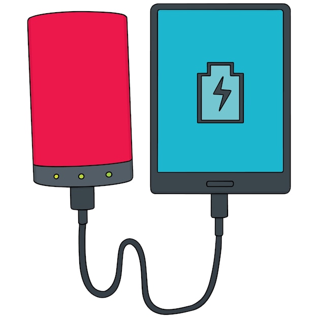 conjunto de teléfono inteligente de carga a través de power bank