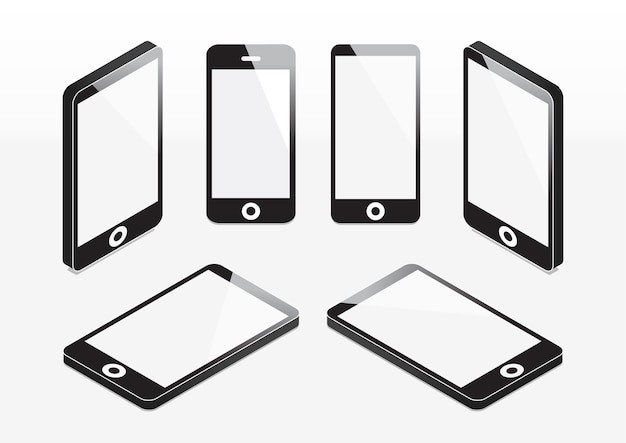 Conjunto de teléfono móvil moch ilustración isométrica vector