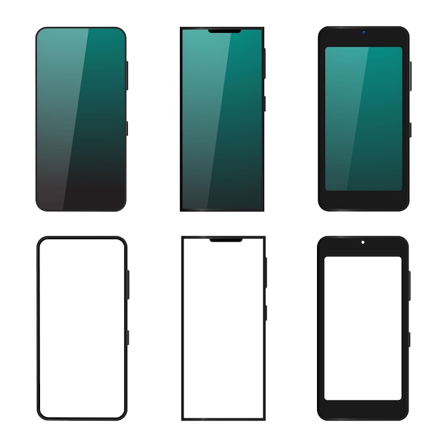 Conjunto de teléfonos inteligentesModelo de teléfono inteligenteTeléfono móvil con sombra en fondo transparenteVector ilust