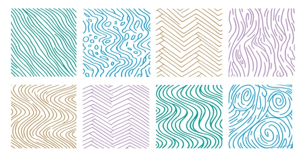 Conjunto de telón de fondo de color vectorial de línea dibujado a mano