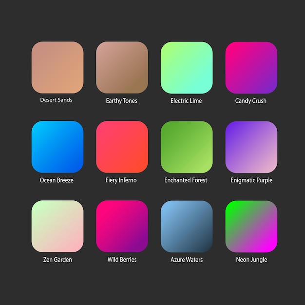 Conjunto de telón de fondo de gradientes de colores brillantes vectoriales