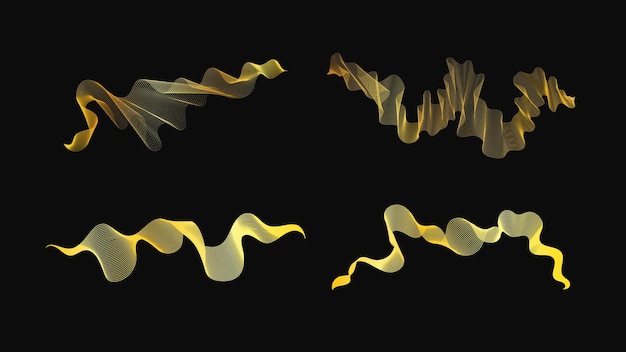 Con un conjunto de telones de fondo abstractos con lujosas olas doradas
