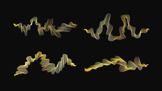 Con un conjunto de telones de fondo abstractos con lujosas olas doradas