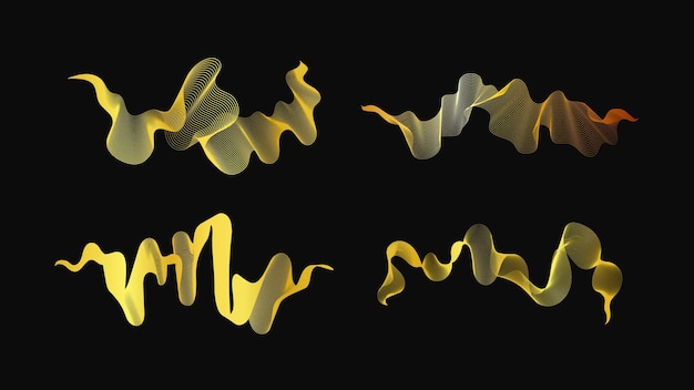 Con un conjunto de telones de fondo abstractos con lujosas olas doradas