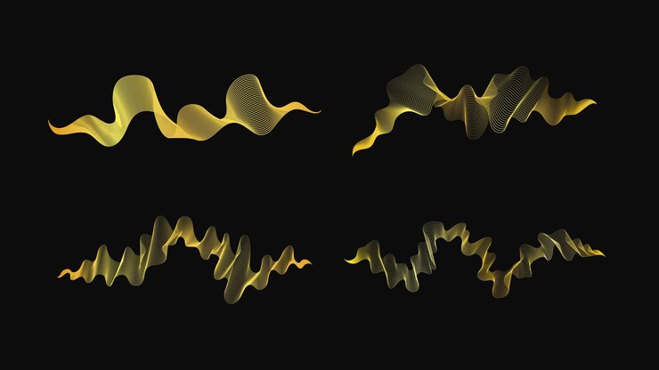 Vector con un conjunto de telones de fondo abstractos con lujosas olas doradas