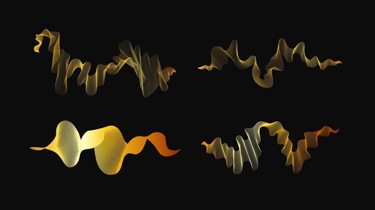Vector con un conjunto de telones de fondo abstractos con lujosas olas doradas