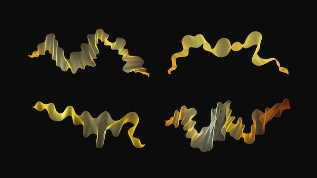 Con un conjunto de telones de fondo abstractos con lujosas olas doradas