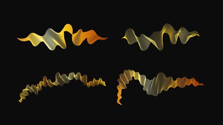 Vector con un conjunto de telones de fondo abstractos con lujosas olas doradas