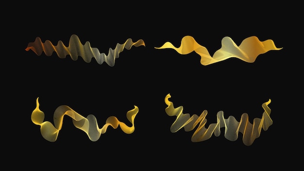Con un conjunto de telones de fondo abstractos con lujosas olas doradas