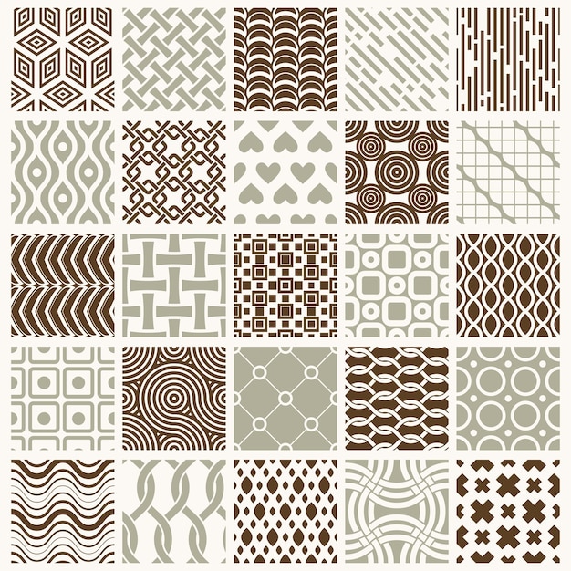 Conjunto de telones de fondo ornamentales vectoriales, colección de patrones geométricos. Texturas ornamentadas hechas en un estilo moderno y sencillo.