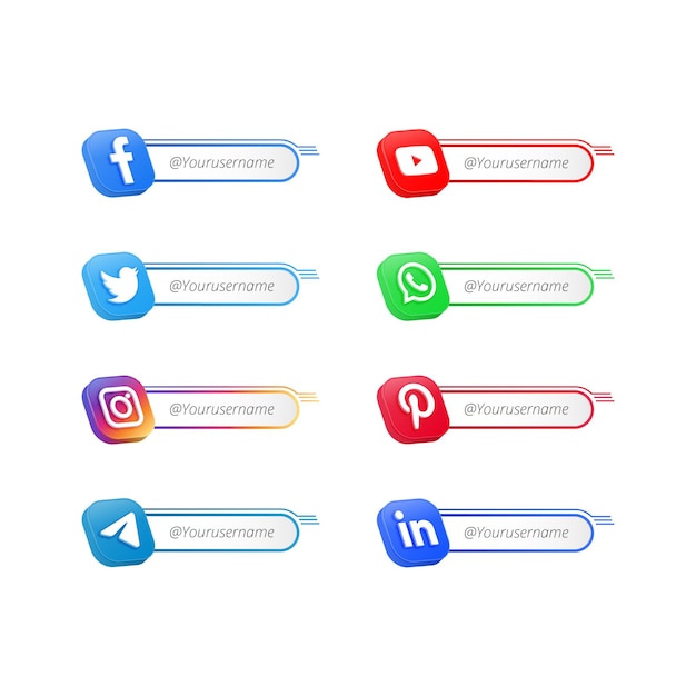 Conjunto de tercio inferior de redes sociales populares modernas