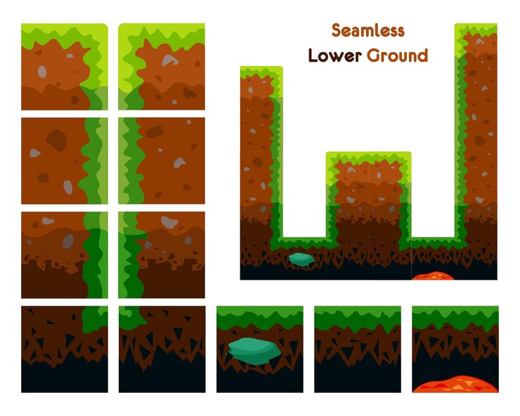 Vector un conjunto de terrenos más bajos sin fisuras para el juego de plataformas