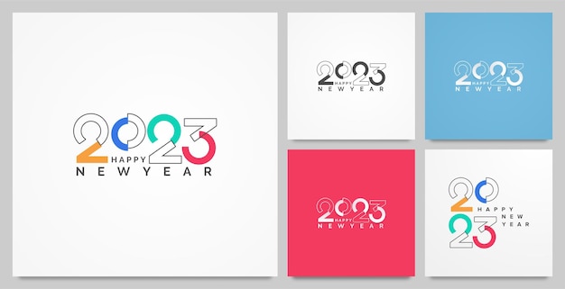 Conjunto de texto de logotipo moderno 2023 año nuevo 2023 plantilla de diseño de año nuevo para publicación y portada en redes sociales