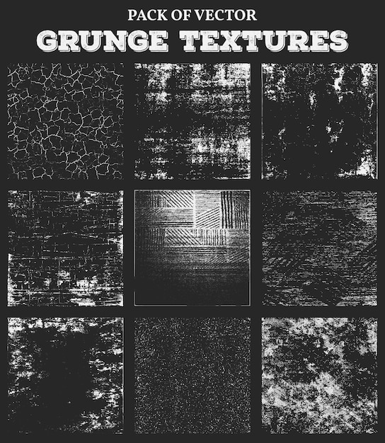 Conjunto de textura angustiada grunge monocromo