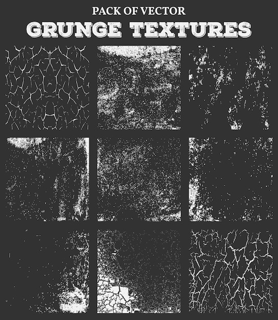 Conjunto de textura angustiada grunge monocromo