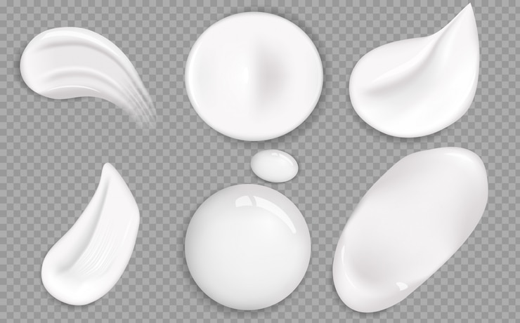 Vector conjunto de textura cosmética crema blanca.
