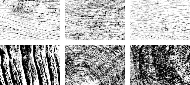 Conjunto de textura de superposición de grunge en blanco y negro