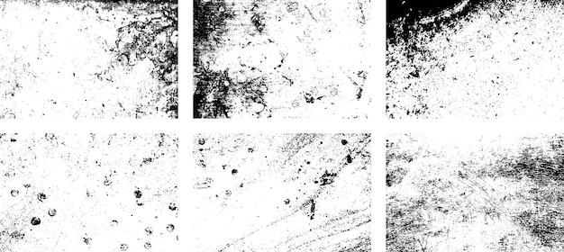 Conjunto de textura de superposición de grunge en blanco y negro