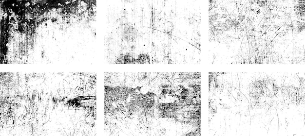 Conjunto de textura de superposición de grunge en blanco y negro