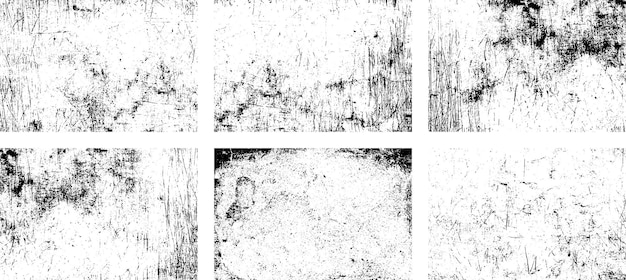 Conjunto de textura de superposición de grunge en blanco y negro