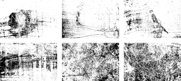 Conjunto de textura de superposición de grunge en blanco y negro