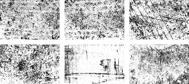 Conjunto de textura de superposición de grunge en blanco y negro