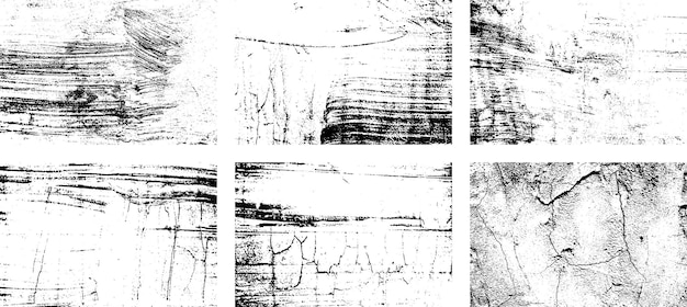 Conjunto de textura de superposición de grunge en blanco y negro