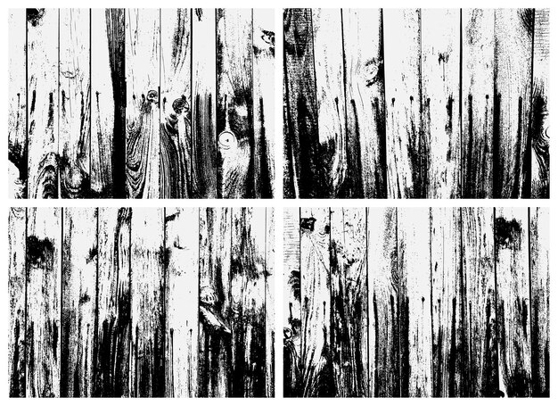 Conjunto de textura de tablón de madera. Textura en blanco y negro. Superposición de textura de metal oxidado.