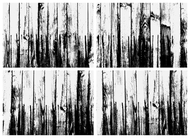 Conjunto de textura de tablón de madera. Textura en blanco y negro. Superposición de textura de metal oxidado.