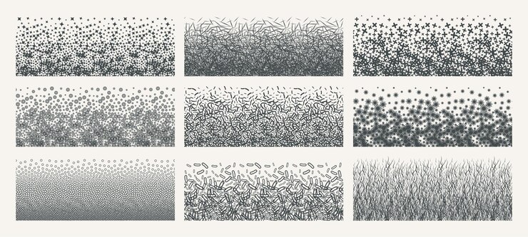 Vector conjunto de texturas sin costuras horizontales vectoriales con gradiente de elementos de diseño en bucle