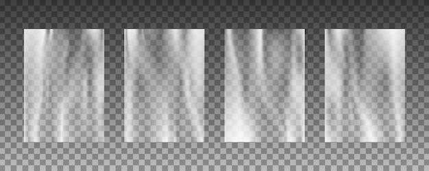 Conjunto de texturas de fondo de urdimbre de plástico transparente.