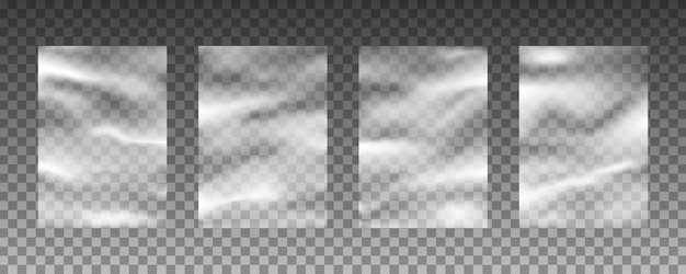 Conjunto de texturas de fondo de urdimbre de plástico transparente