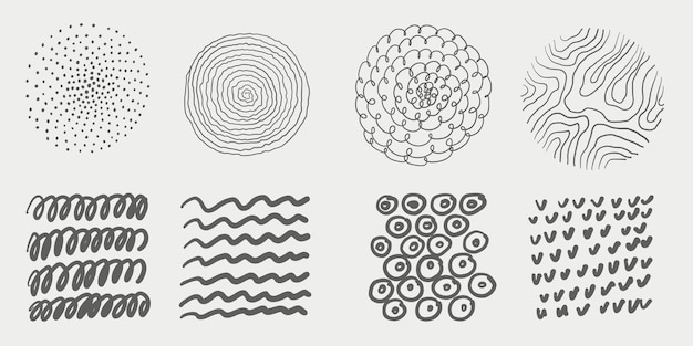Conjunto de texturas garabateadas dibujadas a mano