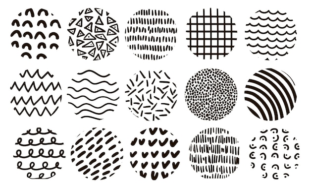 Conjunto de texturas gráficas abstractas ilustración vectorial dibujada a mano Elementos de diseño