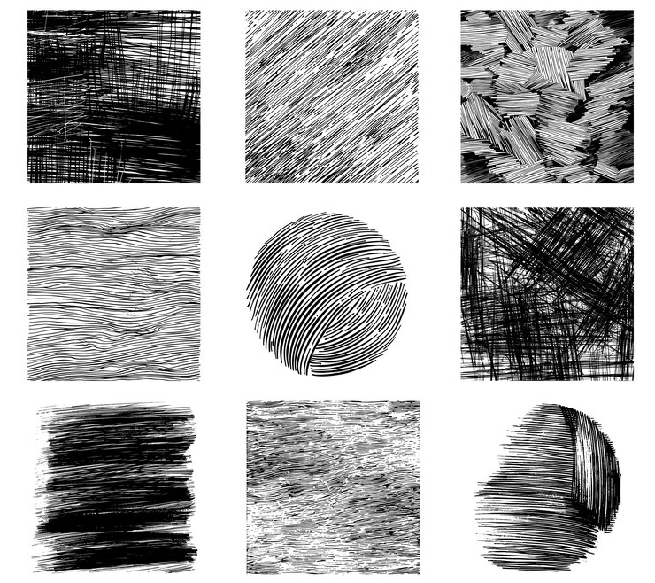 Vector conjunto de texturas grunge dibujadas a mano formas cruzadas de lápiz doodle y estilo de boceto