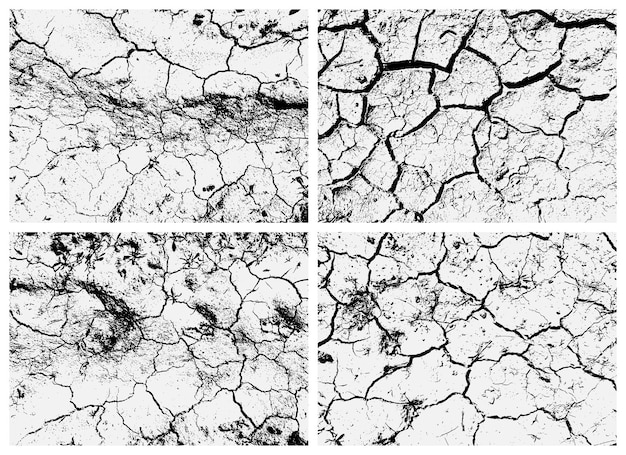 Vector conjunto de texturas de tierra agrietada