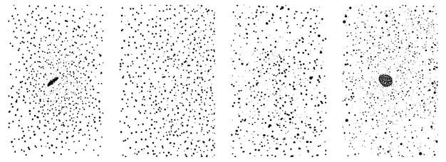 Conjunto de texturas vectoriales apenadas Grunge Fondos en blanco y negro con arañazos de salpicaduras