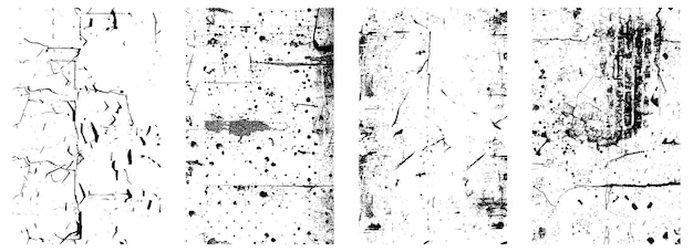Conjunto de texturas vectoriales envejecidas Grunge Fondos en blanco y negro con Salpicadura Scratch EPS 10