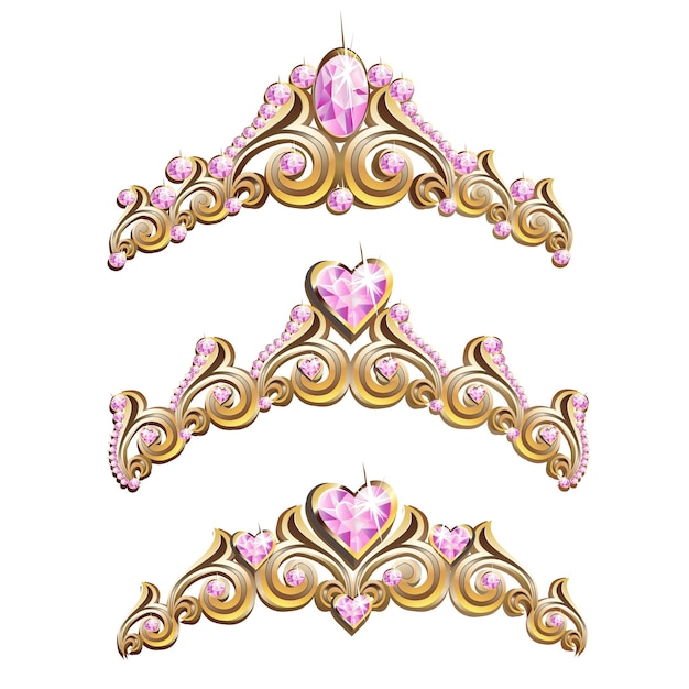 Vector conjunto de tiara de princesa