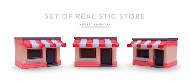 Vector conjunto de tienda realista con sombra aislada sobre fondo blanco ilustración vectorial