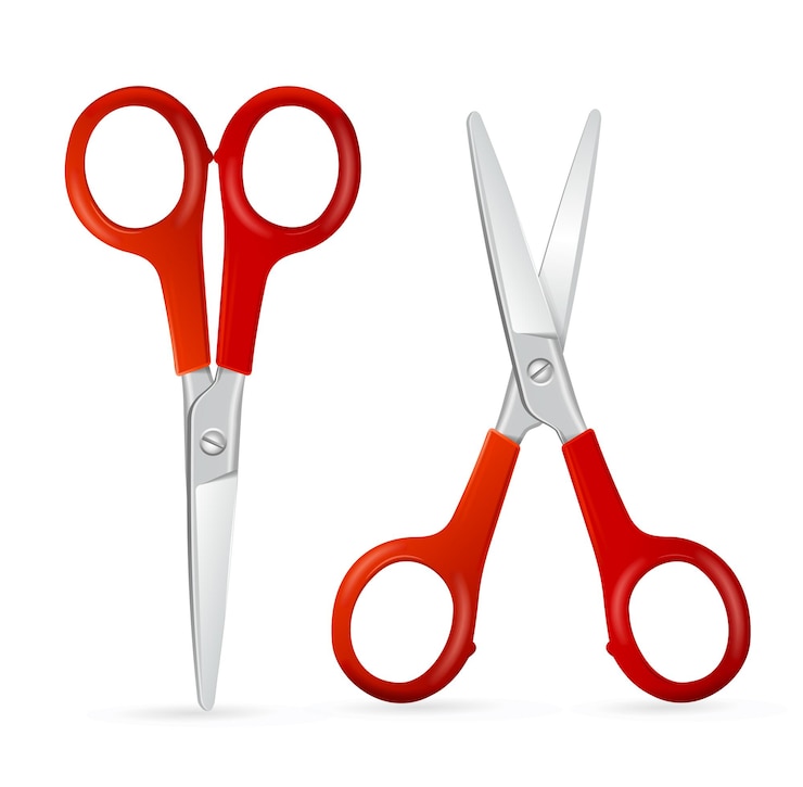 Vector conjunto de tijeras rojas sobre un fondo blanco. ilustración vectorial