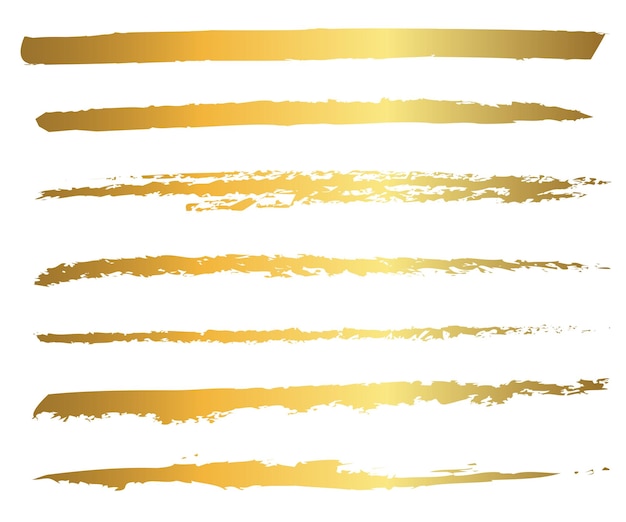 Conjunto de tinta de pincel de pintura de oro vectorial y elementos de diseño artístico