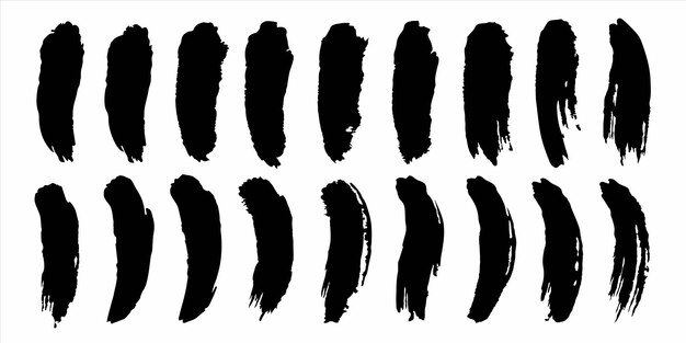 un conjunto de tintas negras con un fondo blanco