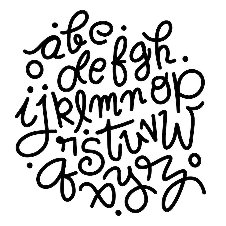 Vector conjunto de tipografía dibujada a mano aislado en blanco. caracteres pintados con pincel, fuente de logotipo vectorial. alfabeto tipográfico para tus diseños