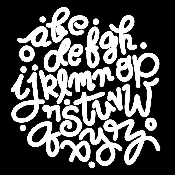 Vector conjunto de tipografía dibujada a mano aislado en blanco. caracteres pintados con pincel, fuente de logotipo vectorial. alfabeto tipográfico para tus diseños
