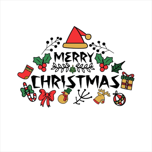 Conjunto de tipografía feliz Navidad y feliz año nuevo. Plantillas de letras relacionadas con las vacaciones para saludar