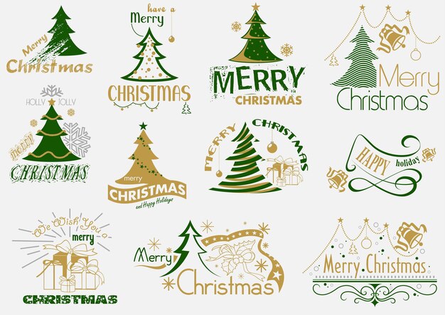 Conjunto de tipografía de feliz Navidad