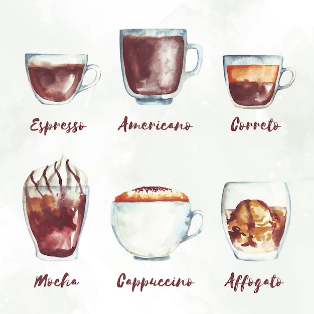 Conjunto de tipos de café