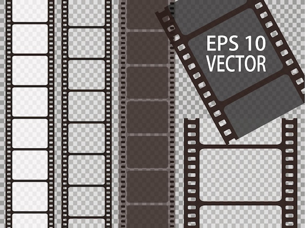 Conjunto de tira de película de vector aislado sobre fondo transparente