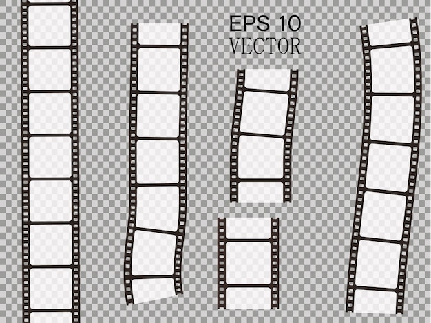 Conjunto de tira de película de vector aislado sobre fondo transparente